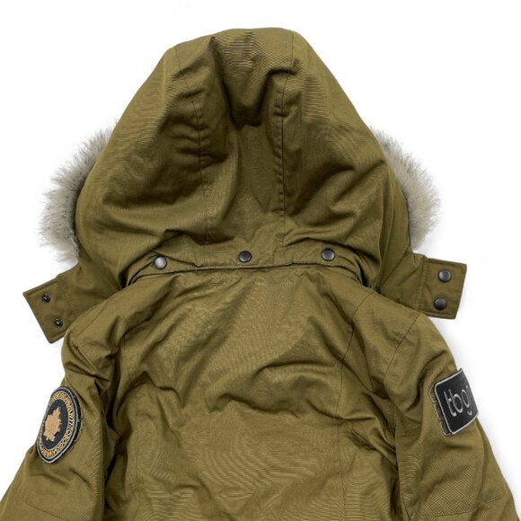Toboggan Down Olive Green Removable Hood Fur Parka Puffer Coat Jacket Women's XS - Picture 8 of 14